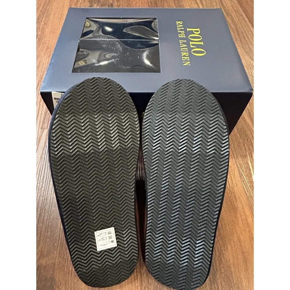 Polo Ralph Lauren Men's Klarence Scuff Slippers Navy, White Pony Sz 8 New In Box